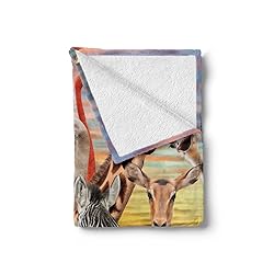 Ambesonne Animals Throw Blanket, Safari Savannah of