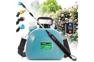 VAXMAY Battery Powered Sprayer 1.35 Gallon, 2025 New Electric Garden Sprayer with 3 Adjustable Speeds, Battery Indicator, 3 Mist Nozzles, Rechargeable Handle with 23.6" Retractable Wand & Shoulder Strap