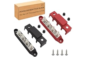 RWUJILONG Power Distribution Block 12V Bus bar 3/8" 275A M10 Heavy Duty Bus Bar Terminal Block 4 Post Junction Block Max 48V Battery Distribution Block for Marine, Carand Solar Wiring (Pair, Positive&Negative)