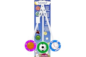 Kidswitch Light Switch Extender for Kids (3 Pack, Sports Theme) - Glow in The Dark Toddler Light Switch - Kids Light Switch Extender - Quick Install, Easy Grab Extension, Award Winning