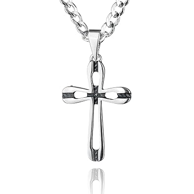 STERLL Herren-Kette, aus massivem 925 Silber mit einem silbernen Kreuzanhänger ideal als Geschenk für Mann oder Freund, mit S