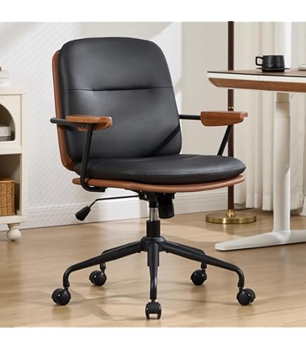 360 Degree Swivel Wood Desk Chair, Japanese Style Luxury Ergonomic