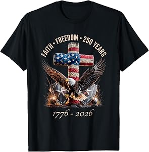 Faith Freedom 250 Years 250th Anniversary USA Independence T-Shirt