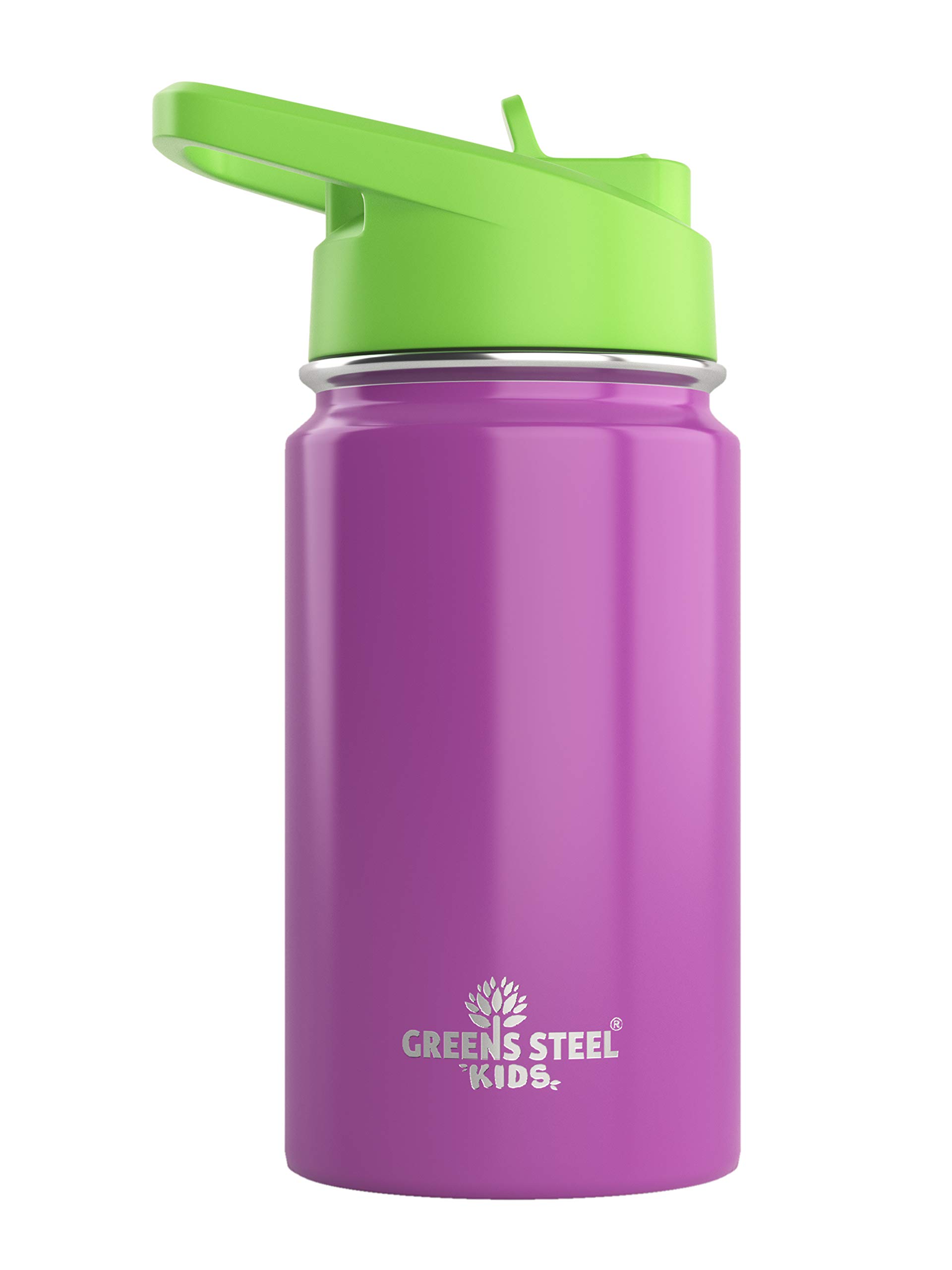 Kids Water Bottle - 350ml, Purple | Leak Proof with Straw & Handle | 12 Cold | Insulated, Double Wall Stainless Steel | Easy Sip Toddler Cup | Child's Flask | Eco Friendly