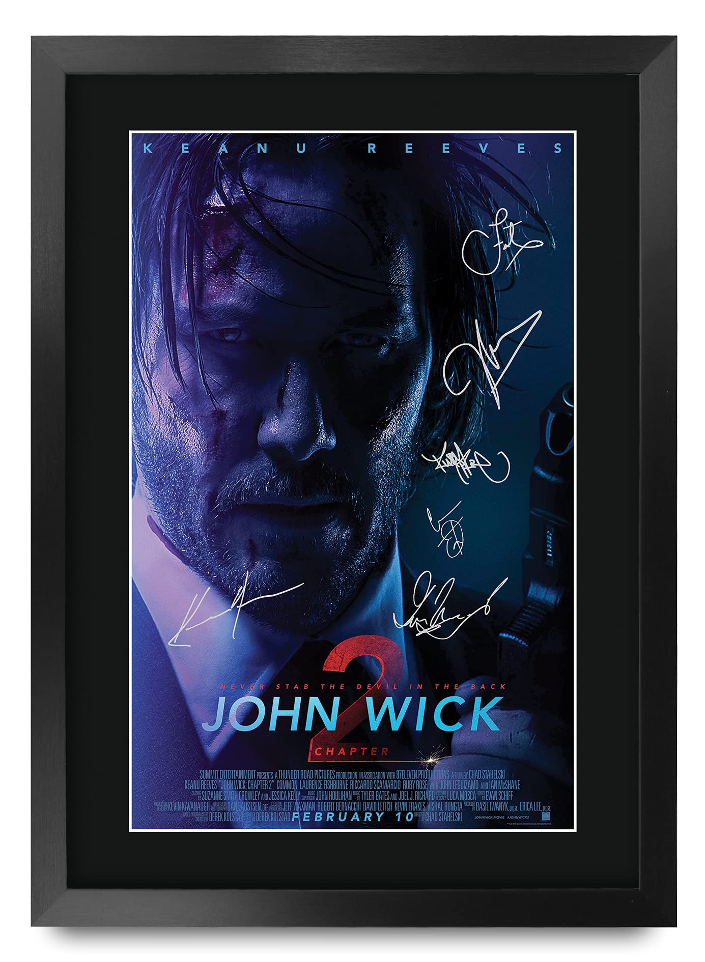 HWC Trading FR A3 John Wick 2 Keanu Reeves Gifts Printed Poster Signed Autograph Picture for Movie Memorabilia Fans - A3 Framed