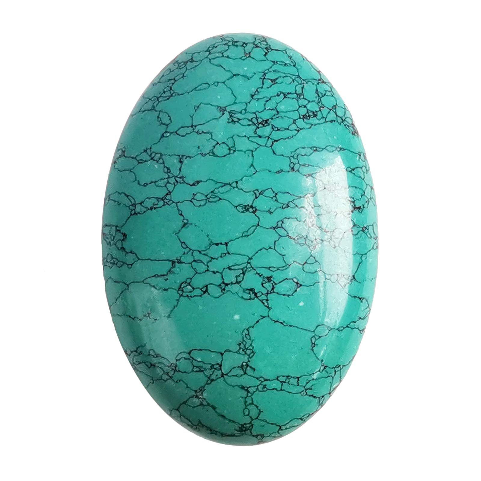 Manekieko Synthetic Green Howlite Turquoise Oval Palm Pocket Healing Crystal Spa Energy Stone,Healing Crystal for Therapy Geometry Chakra Balancing