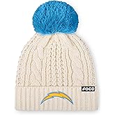 FOCO NFL Womens NFL Team Logo Cable Knit Pom Beanie Hat