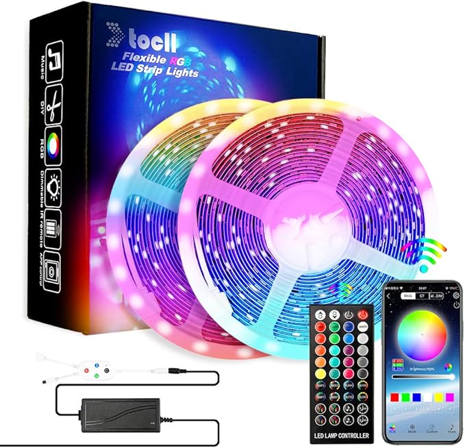 TOCLL Led Strip Lights 15M Music Sync Colour Changing Light Strip with