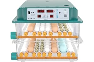 Hethya Egg Incubators for Hatching Eggs Automatic Temperature Control Chicken Quail Eggs Incubator Humidity Monitoring 120 Eggs Farm Duck Egg Incubator