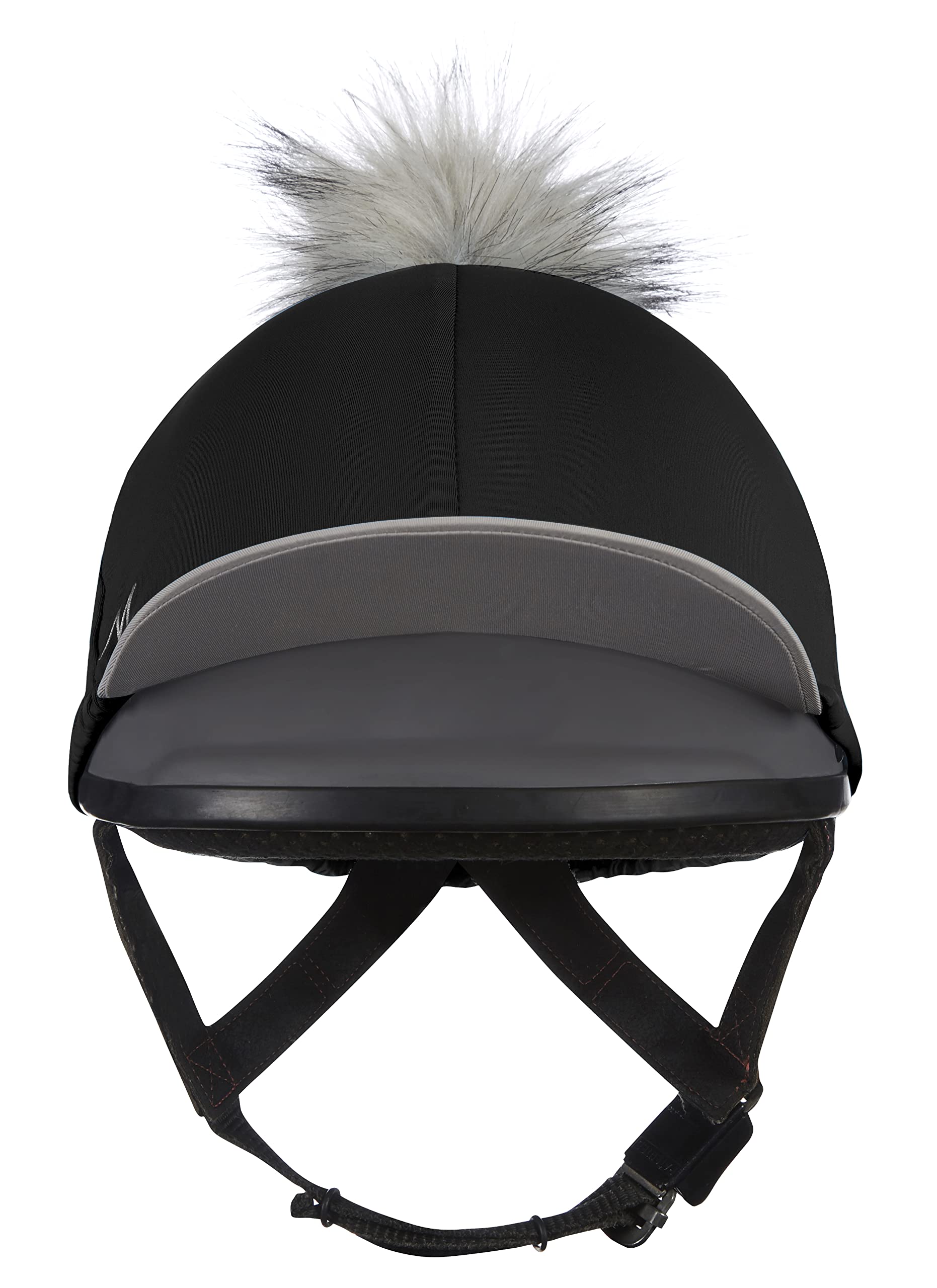 LeMieux Pom Pom Horse Riding Hat Silk in Black with 4 Way Stretch Fabric Coordinates with Base Layers & Saddle Pads - Equestrian Headgear - One Size