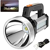 Masmejor LED Rechargeable Flashlight Lantern 1500LM, Super Bright Handheld Spotlight, 5 Light Modes& 4800mAh Waterproof Portable Emergency Light for Outdoor, Power Outages, Hiking, Camping Essentials