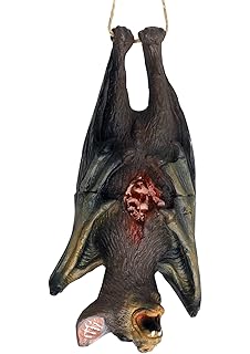 Halloween Hanging Bats Props Trick Toys Simulation Rubber Dead Bat Hanging Ornament Party Decor Prank Prop Cats Dogs Interesting Toys Halloween Party Favors Vampire Rats for Haunted House Decoration