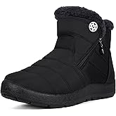 Eagsouni Snow Boots Womens Winter Ankle Boots Ladies Warm Fur Lined Booties Thickening Shoes Zip Flat Sneakers Outdoor Booties