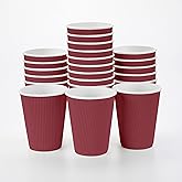 Restaurantware Ripple Wall Coffee Cups 25 Count 12 Ounce Insulated Crimson Paper Cups, Rolled Rim Spill-Resistant Disposable Paper Non-Slip for Coffee, Beverages