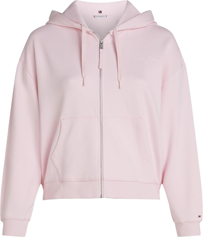 Sweat à Capuche avec Fermeture Éclair Femme Script Zip en Coton, Rose (Light Pink), 54 — photo 6 sur 7
