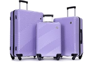 Travelhouse Luggage Sets, Expandable Hardside Suitcases 24in/28in, Carry on 20in,3 Piece Set Travel Luggages Clearance with Double Spinner Wheels TSA Lock Lightweight (PURPLE-2000)