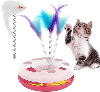 Amazon 猫おもちゃ 猫遊び Pawaboo ボール回転盤 ネコおもちゃ 猫じゃらし羽 回転猫玩具 猫遊び道具 Iqステップ 知育玩具 ネコ 猫ちゃん大興奮 猫游び くすぐる キャットトイ 多機能玩具 猫運動不足 ストレス解消対策 猫玩具 ペットおもちゃ 留守番時の退屈に Pink