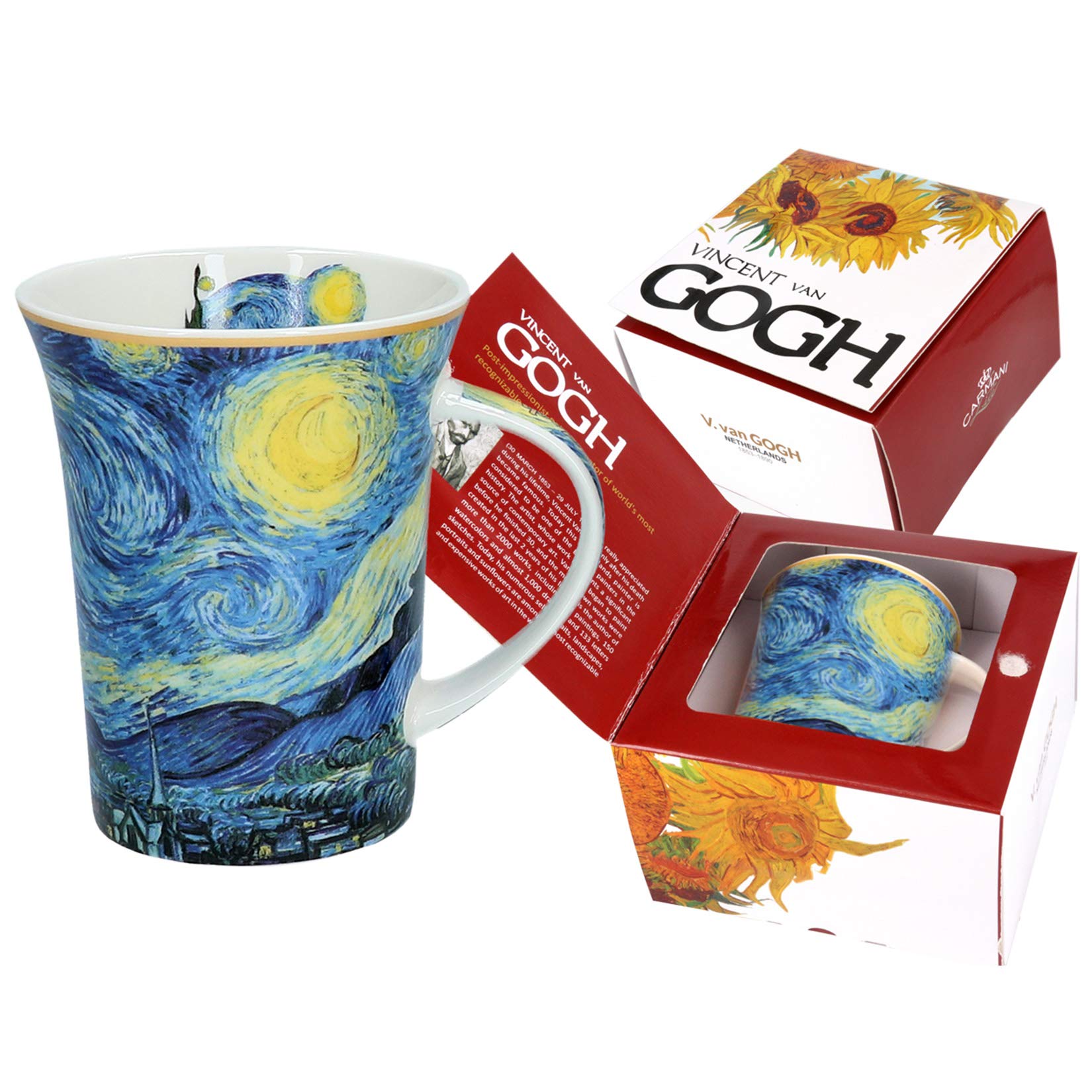 CARMANI - Porcelain Mug Decorated with 'Starry Night' by Vincent Van Gogh 350ml