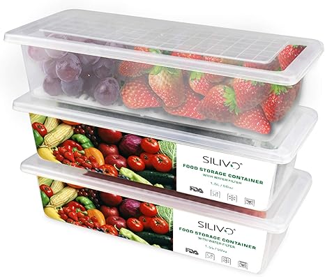 contenedores de almacenamiento de alimentos 3 x 1 5 l organizador de nevera con placa de drenaje extraible bandeja para mantener frutas verduras