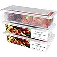 Fruit Storage Containers for Fridge (3 Pack) - 1.5L Produce Saver Containers for Refrigerator with Removable Drain Tray Keep