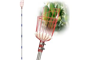 DonSail Fruit Picker Pole Tool with Basket Telescoping - Adjustable Mango Picker 35-120 inch Long Handle - Apple Orange Avocado Acorn Lemon Pear Pomelo Chery Picker for Tree