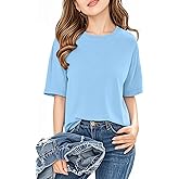 Jenisso Girls Short Sleeve T Shirts Kids Summer Crewneck Tops Basic Tees 5-14 Years