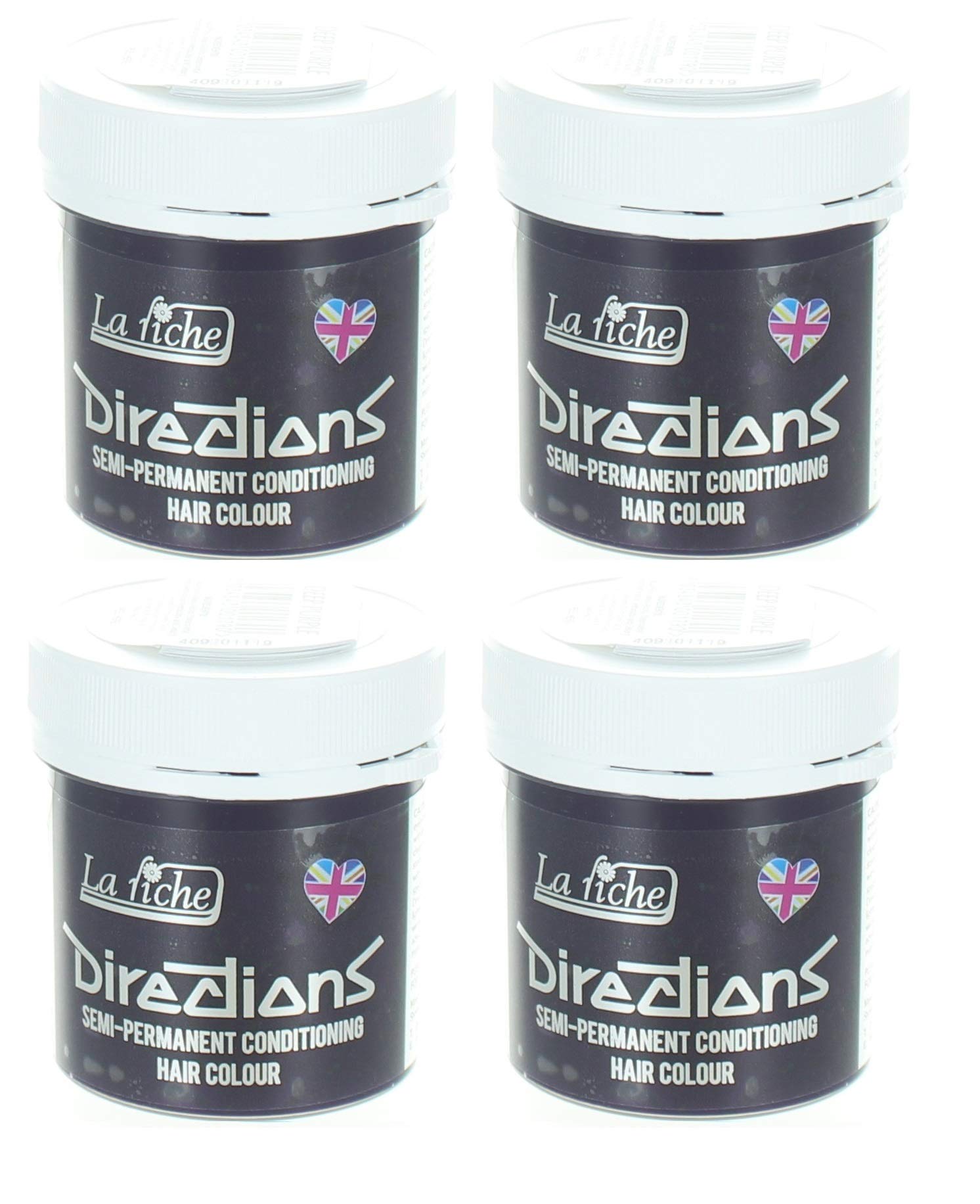 4 x La Riche Directions Semi-Perm Hair Colour Deep Purple 4x 88ml