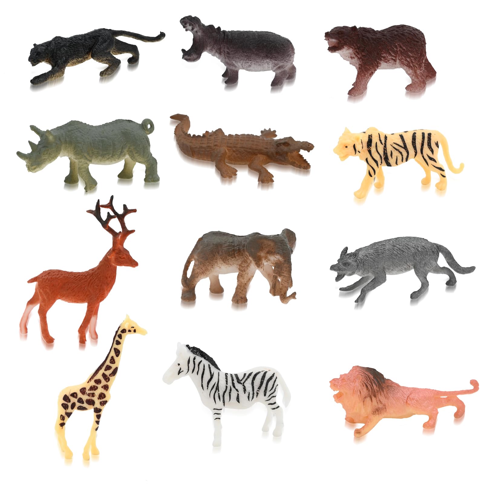 Comforso 24PCS Zoo Animals Toys Set,Realistic Wild Animal Figures with Lion,Tiger,Elephant,Giraffe,Zebra,Hippo & Alligator,Safari Jungle Animal Figurines Educational Playset for Toddlers Kids 3+