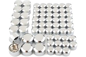 Lingdu Covers Engine Kit Motor Primary Bolts Head Caps Aluminum for Touring Road King Street Glide 2017-2020 Softail Twin Cam (Pack of 62), Bolt Covers Topper Caps, Flat Chrome