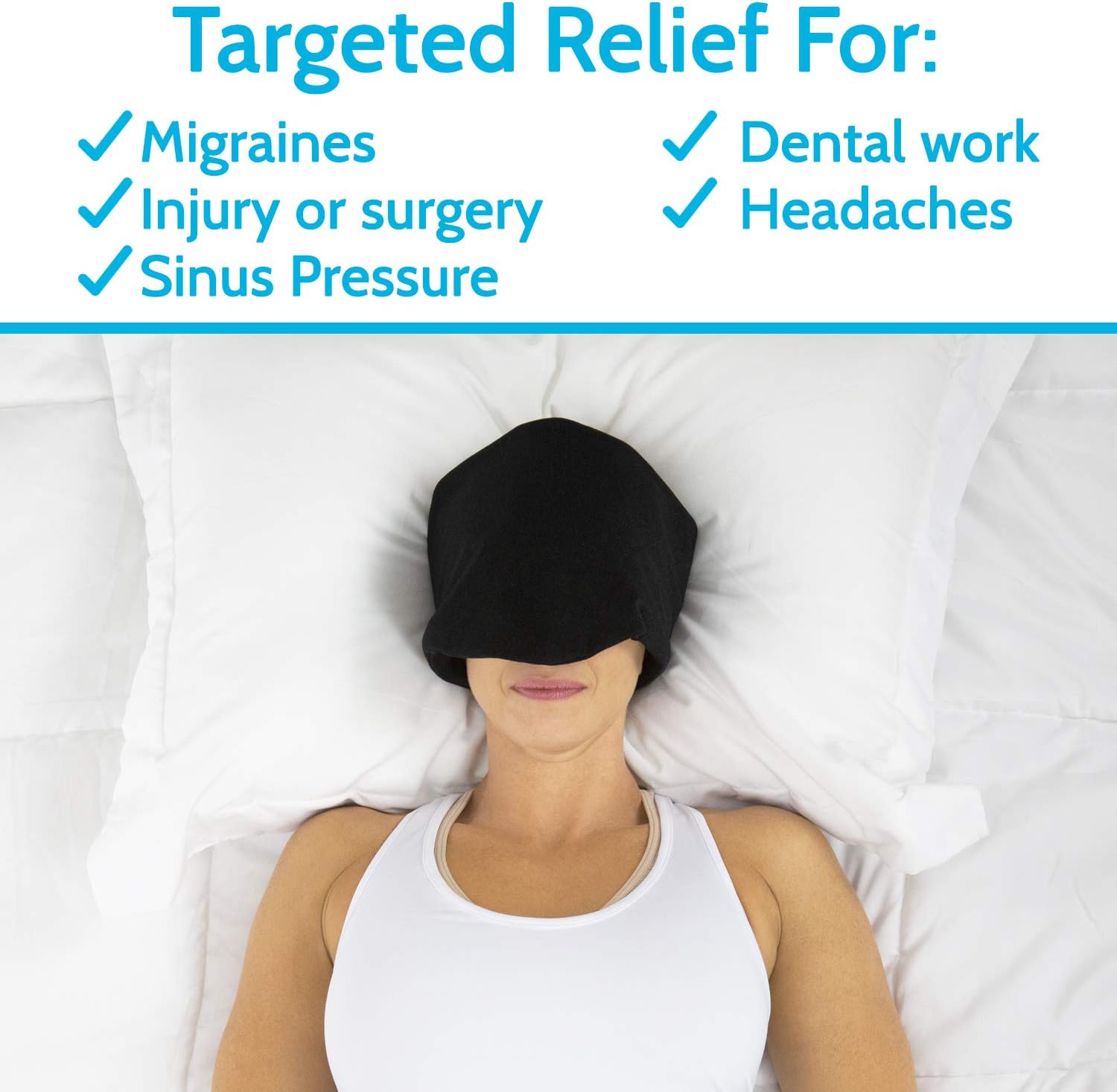 Arctic Flex Migraine Relief Ice Pack - Hat for Headaches - Flexible Cold and Hot Gel Wrap Eye Mask for Injuries to Head, Neck, Shoulder Tension Pain - Freeze, Heat Therapy - Kid, Men, Women - Reusable: Health & Personal Care