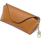 EutDett Leather Sunglasses Case, Portable Soft Travel Sun Glasses Case with Hanging Hook, Eye Glasses Storage Shell Pouch