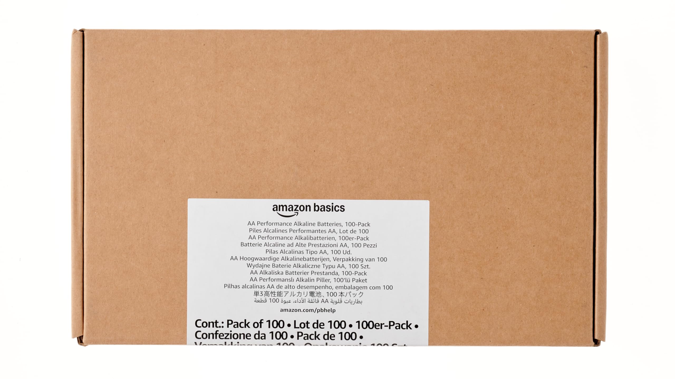 Amazon Basics 100-Pack AA Alkaline High-Performance Batteries, 1.5 Volt, 10-Year Shelf Life