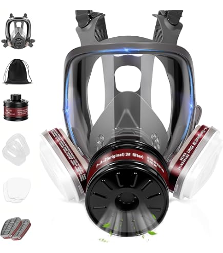Full Face Respirator Mask With Filters – Reusable Organic Vapor Mask For Painting, Epoxy, Welding, Construction, & Emergency Use