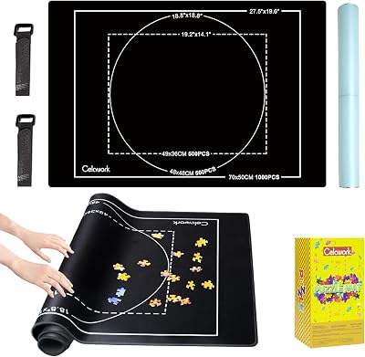 Celawork Rubber Jigsaw Puzzle Mat Roll 1000 500 Piece Board Storage Bag