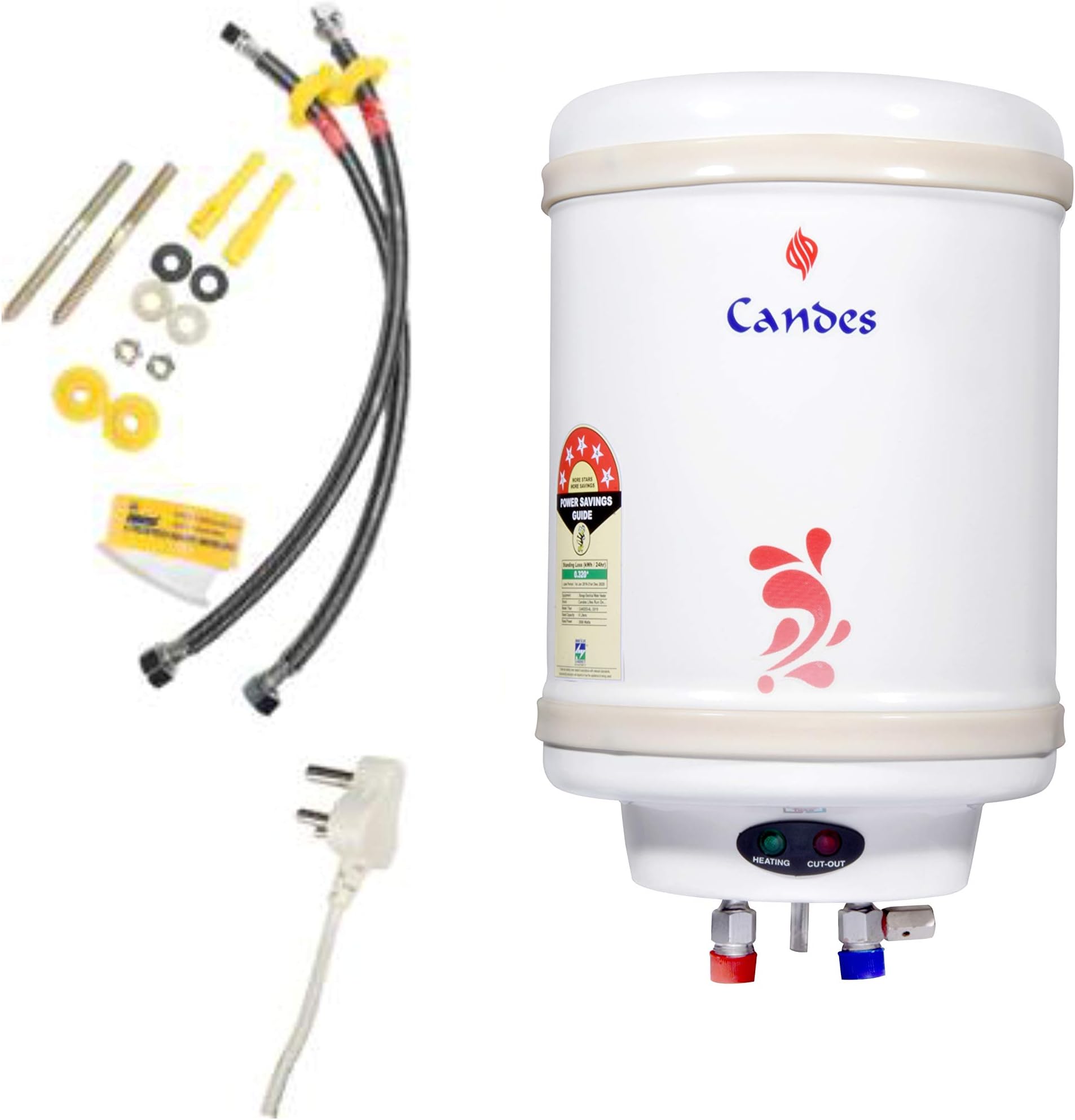 Candes Stainless Steel Storage Electric Water Heater (Ivory, 10L)