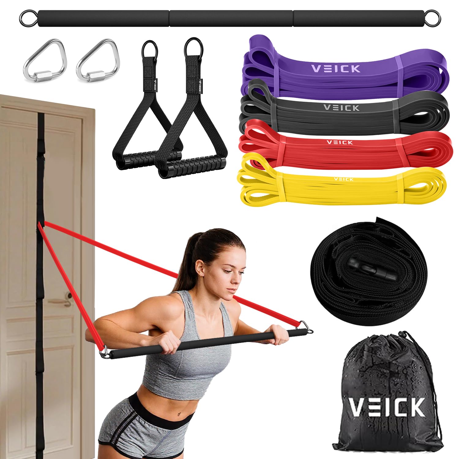 VEICK Resistance Bands for Working Out, Exercise Bands, Workout Bands, Pull Up Assistance Bands, Long Heavy Stretch Bands Set for Men and Women, Power Weight Gym at Home Fitness Image