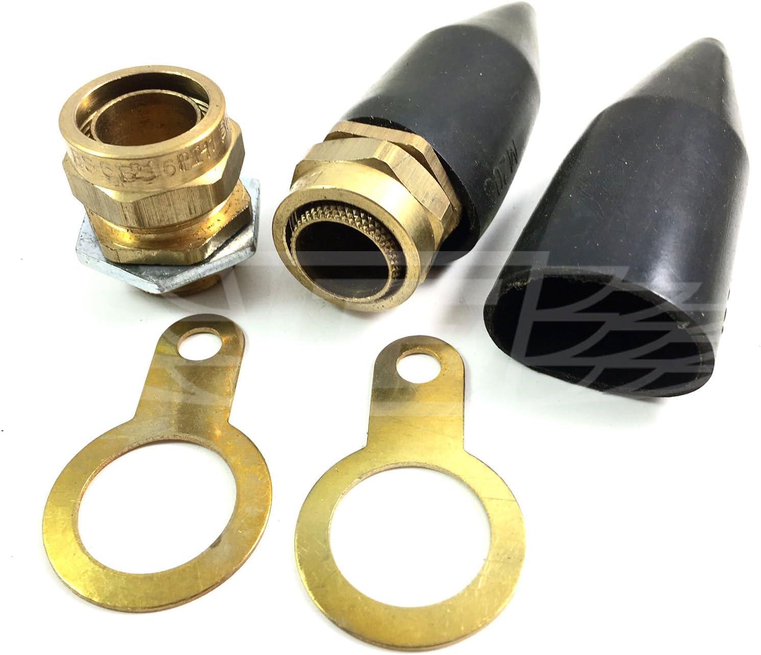 PACK OF 2, 25MM BW, SWA BRASS CABLE GLAND KIT, INCLUDING SHROUD, EARTH