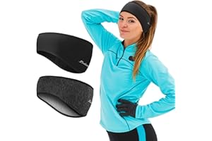 Winter Ear Warmer Headband for Women and Men - 2 Pack Fleece Stretchy Ear Muff Ear Cover for Outdoor Sports, Running, Skiing