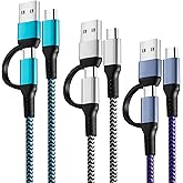 USB C to C Cable, 60W 3 Pack Fast Charging Cords 6ft QC & PD 2-in-1 USB-A/C to Type C Charger Cord Compatible with Samsung Ga