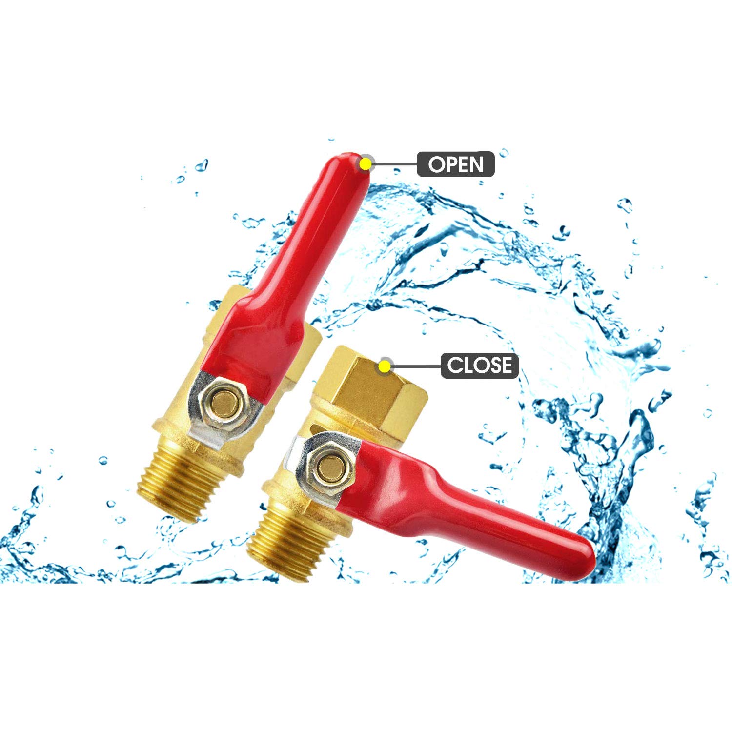 PTC 1/4 NPT Brass In-Line Shut-Off Ball Valve – 2 Pack – For Air Compressor Lines & Hose Fittings