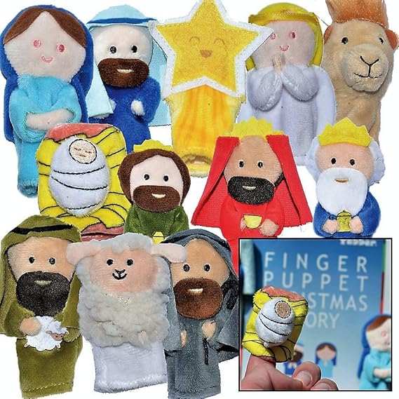 "The Nativity" Finger Puppet Set [12Pack] Includes Storybook