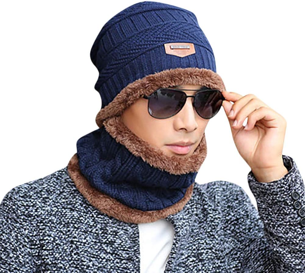 GzxtLTX 2-in-1 Beanie Hat and Scarf Set Knitted Winter Scarf Warmer Thick Fleece Lined Skull Cap Unisex Men Women