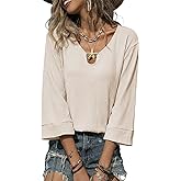 SHEWIN Women's Tops 3/4 Sleeves Business Casual Dressy Elegant Blouses Loose Shirts 2026