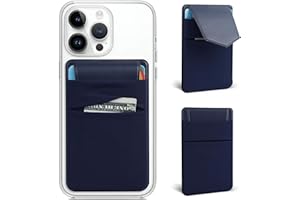 FULGAMO Phone Wallet Stick on,2Pack Phone Card Holder for Back of Phone Case,Stretchy Double Pocket Credit/ID Card Adhesive Sticker with Top Flap-Navy Blue
