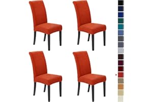 Howhic Stretch Chair Covers for Dining Room Set of 4, Removable Washable Dining Room Chair Covers, Dining Chair Slipcovers Seat Protector, Great for Home and Banquet Decor (Pureed Pumpkin, 4 Pack)