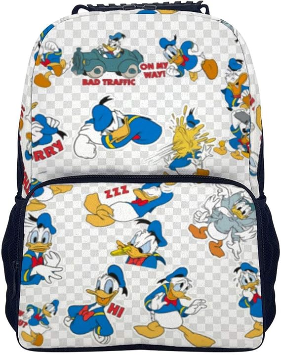 Donald Duck Cartoon Student Backpack Stylish Durable Anti Theft Laptop