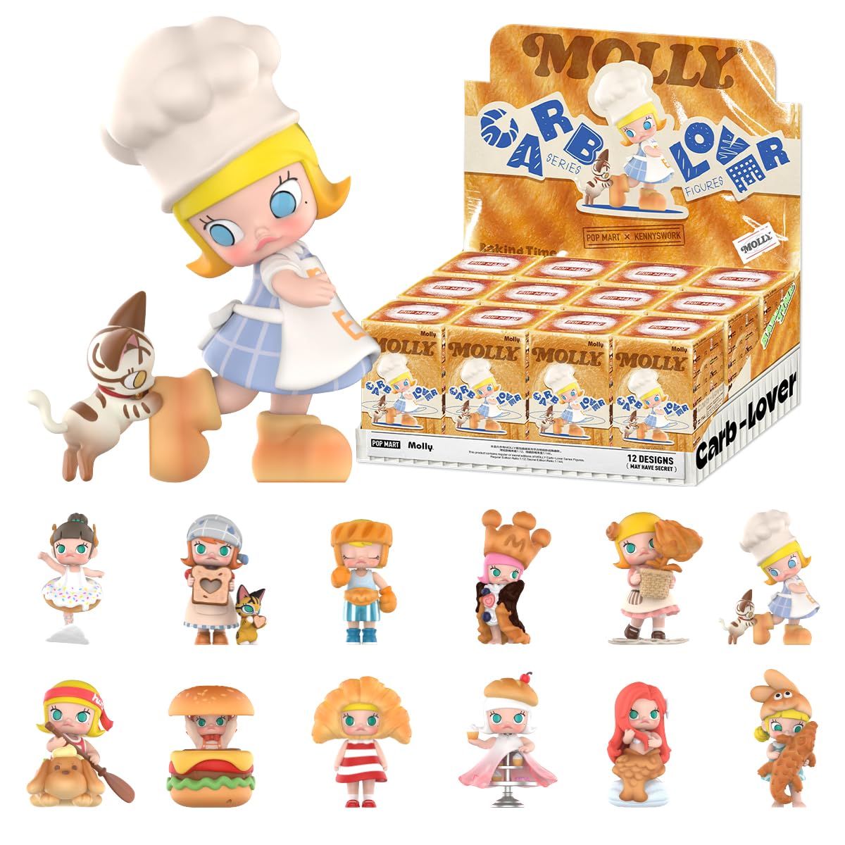 POP MART MOLLY Carb-Lover Series Figures Whole Set Figure Premium Design Gifts for Women Fan-Favorite Collectible Chic Art Toy Action Figure