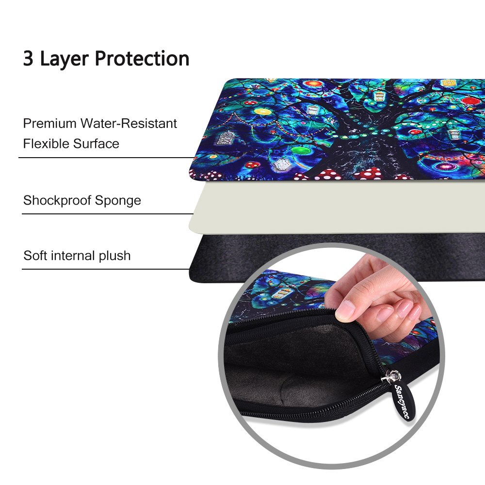 Sancyacc Laptop Sleeve, Water-Resistant Sleeve Bag Cover 13-13.3 Inch, Neoprene Laptop Bag Case, Full Protective Carrying Notebook Pocket for MacBook Air/Pro (Lifetree)
