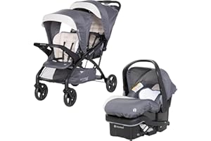 Baby Trend Sit N' Stand Double Stroller 2.0 DLX with 5 Point Safety Harness and EZ-Lift Plus Lightweight Infant Car Seat with Cozy Cover, Magnolia