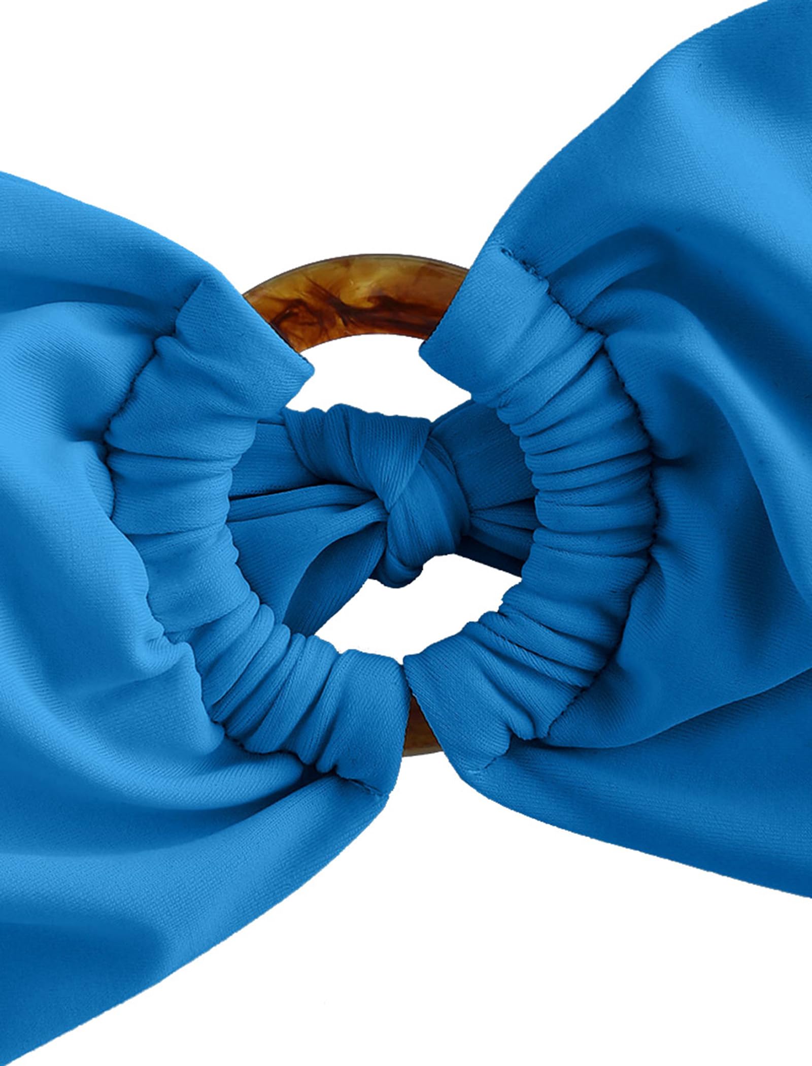 ZAFUL Women's Bandeau Bikini O Ring Strapless Tie Back High Cut Two Piece Swimsuit Bathing Suits (0-Deep Blue, M) - Image 5